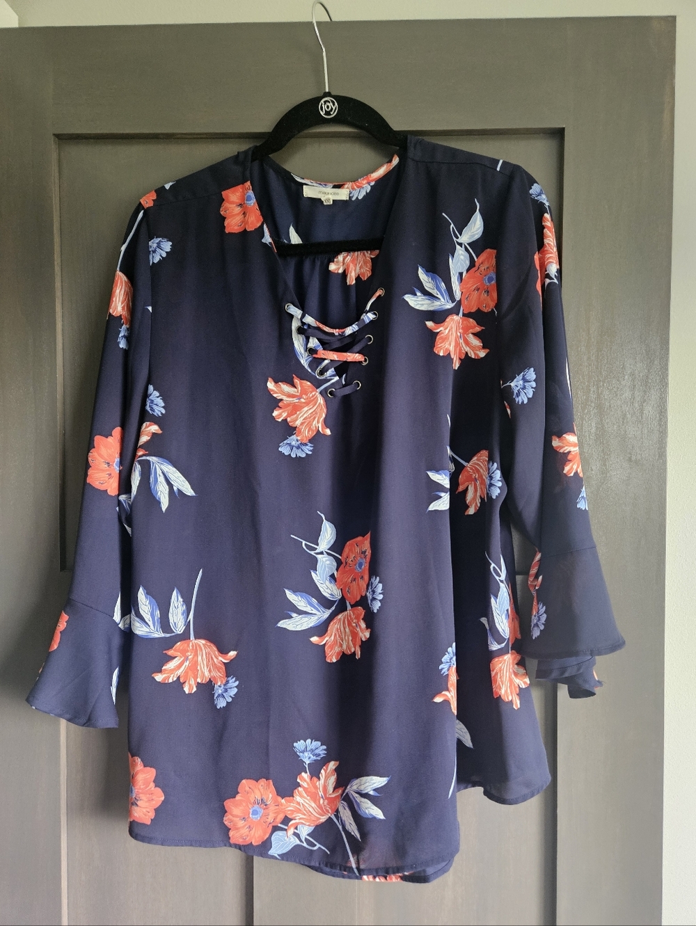 Maurices Navy Floral Lace-Up Tunic